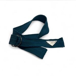 Unisex Dark Teal Belt with Logo Accent 47 inches long